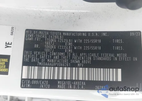 2023 Toyota Corolla Cross Xle from USA, damaged, VIN 7MUDAAAG8PV066261